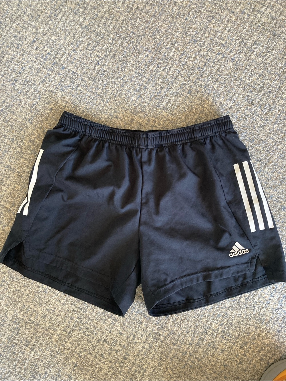 adidas Women's Black Athletic Shorts with White Three-Stripes